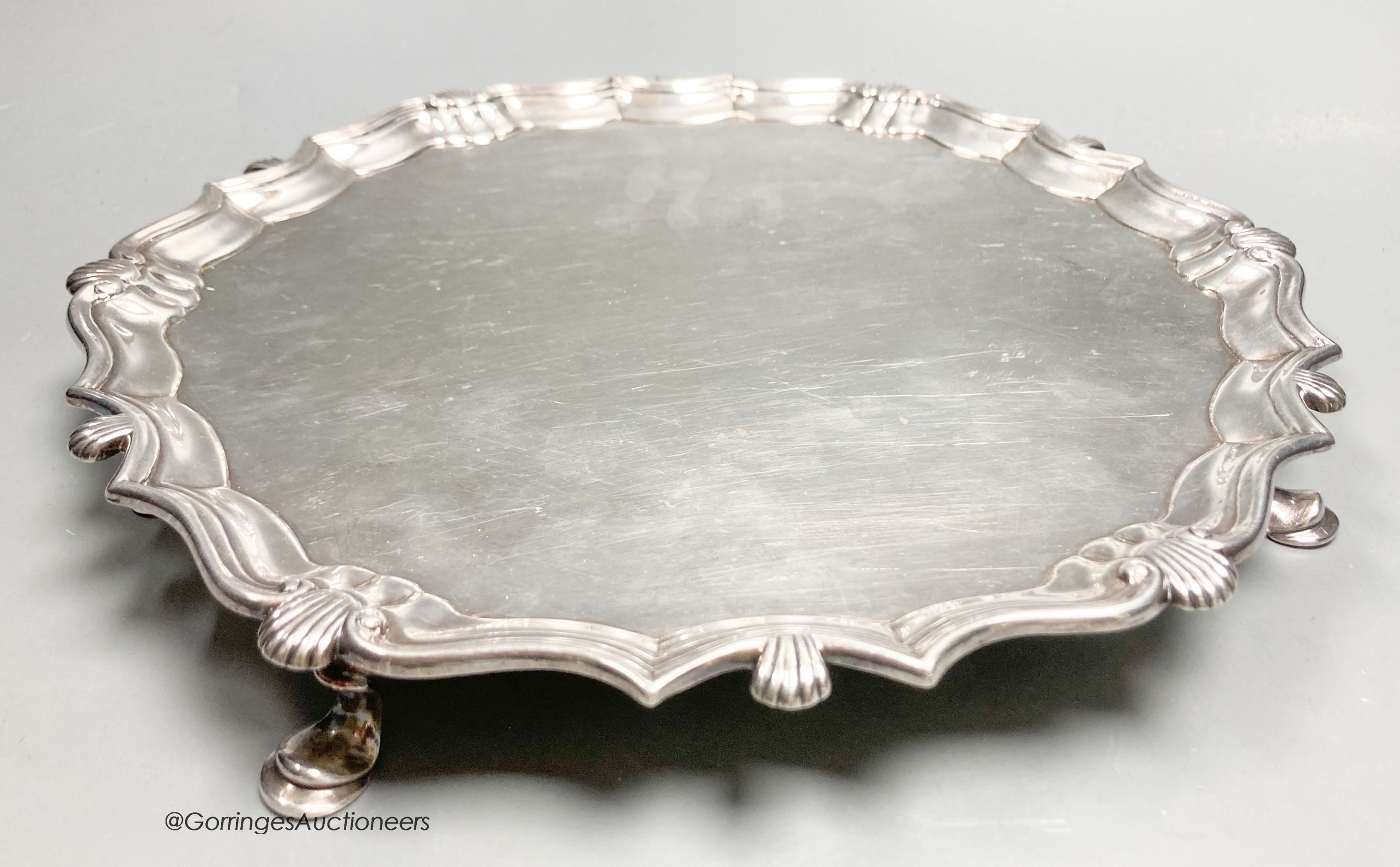 A George II silver salver, by John Robinson II, London, 1738, 26cm, 19oz.